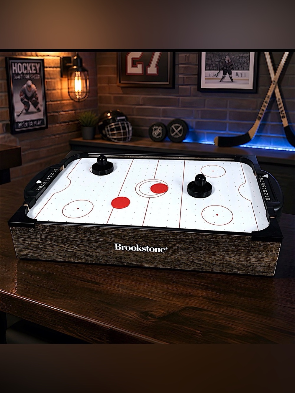 Brookstone LED Air Hockey Tabletop Game 23x12x3.25